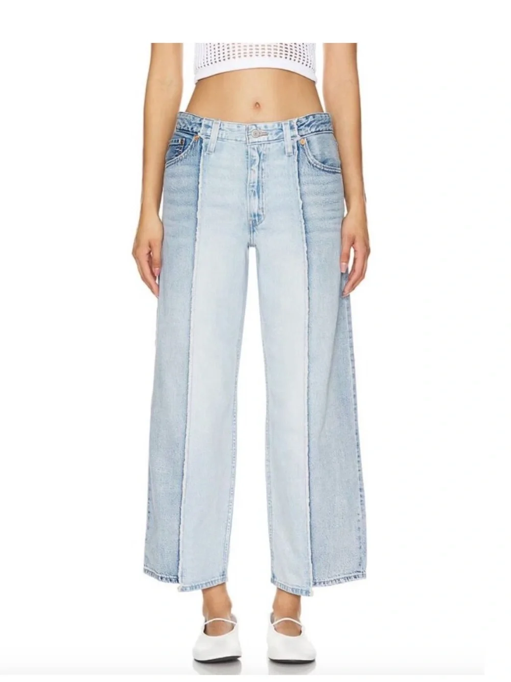 Levi's Baggy Dad Recrafted Straight Jeans 2 Toned Size 26 - Picture 1 of 7